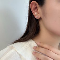 画像3: アコヤ真珠 パールイヤーカフ  4.5-5mm ホワイト  ラウンド シルバー製 ゴールド加工 SV925 片耳 ユニセックス  (3)