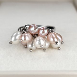 淡水真珠 パールリング 4-5mm 6-8mm ホワイト ピンク フラット型