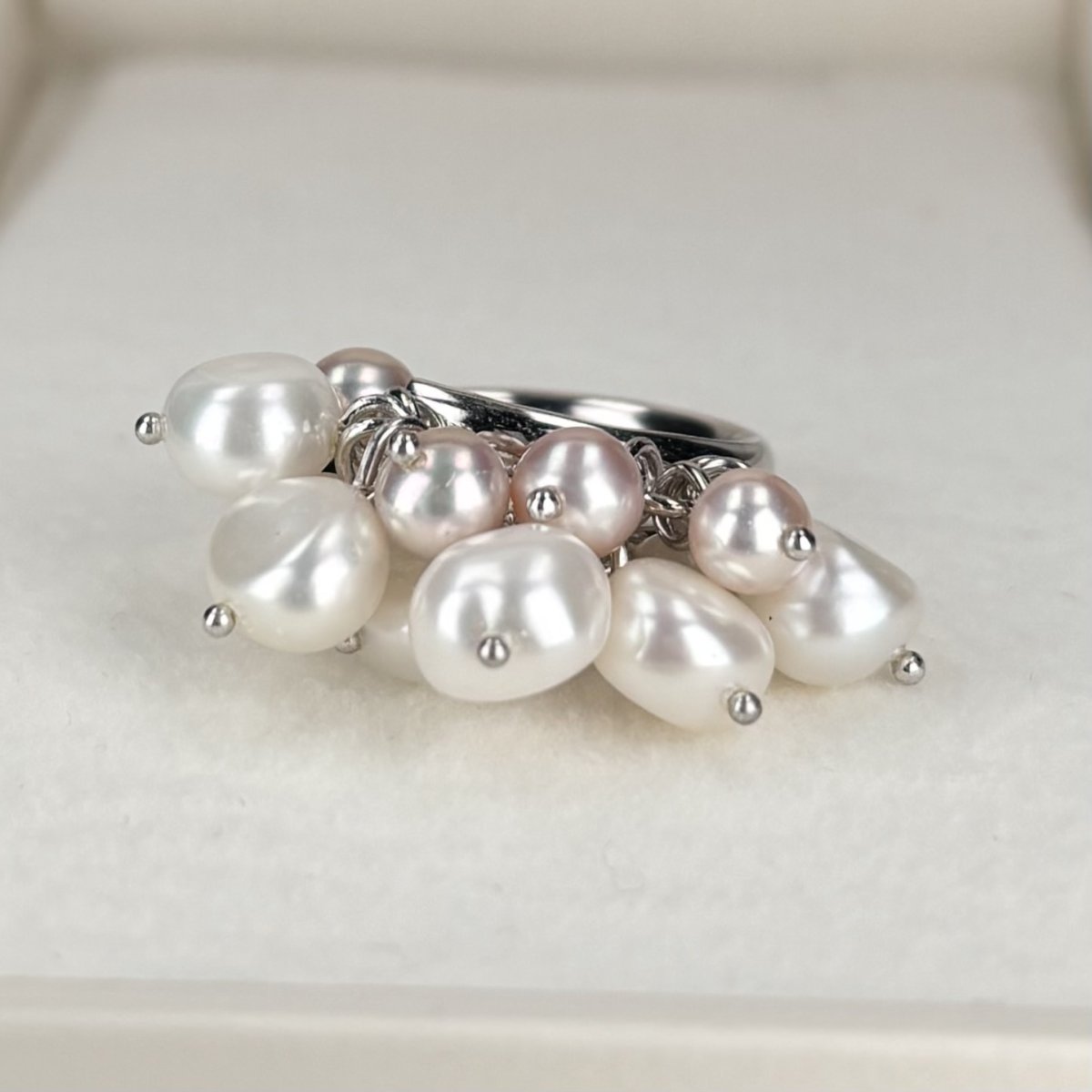 淡水真珠 パールリング ローズクォーツ ミックスベリー フリーサイズ SV925製