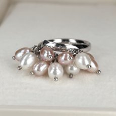 淡水真珠 パールリング  4.5-5.5ｍｍ シャンペンピンク ホワイト オーバルシェイプ フリーサイズ SV925製
