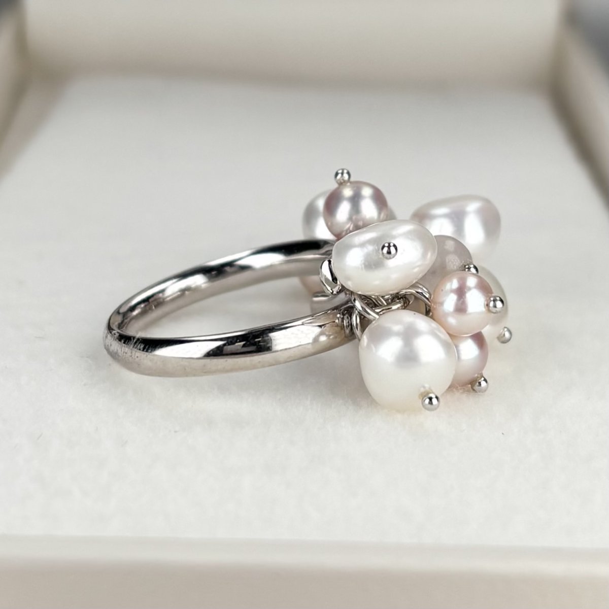 淡水真珠 パールリング ローズクォーツ ミックスベリー フリーサイズ SV925製