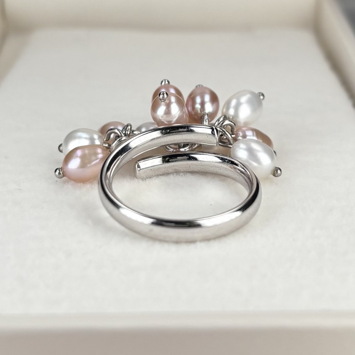 淡水真珠 パールリング  4.5-5.5ｍｍ シャンペンピンク ホワイト オーバルシェイプ フリーサイズ SV925製