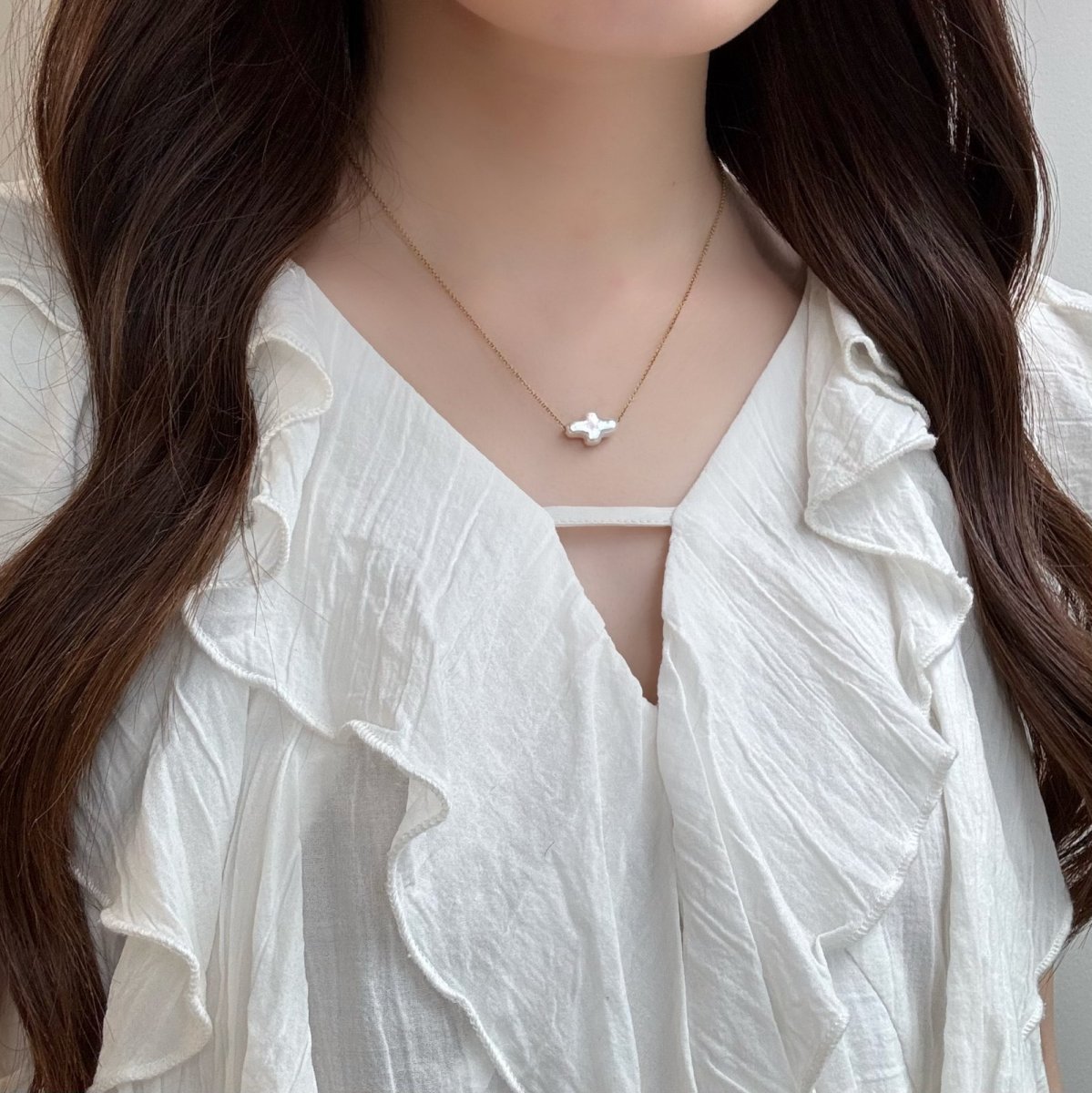 画像7: 淡水真珠 パールネックレス クロスモチーフ 14×10mm 14KGF アジャスター付き (7)