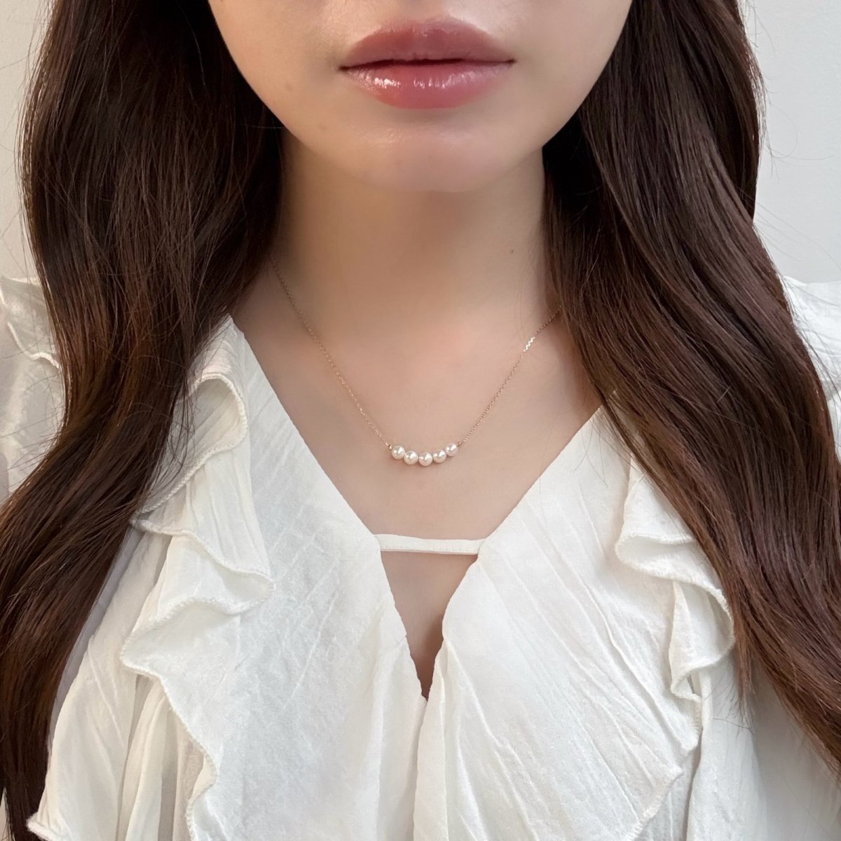 画像7: 再入荷 アコヤ真珠 パールペンダント 4-4.5mm ホワイト ラウンド K10YG 42.5cm (7)