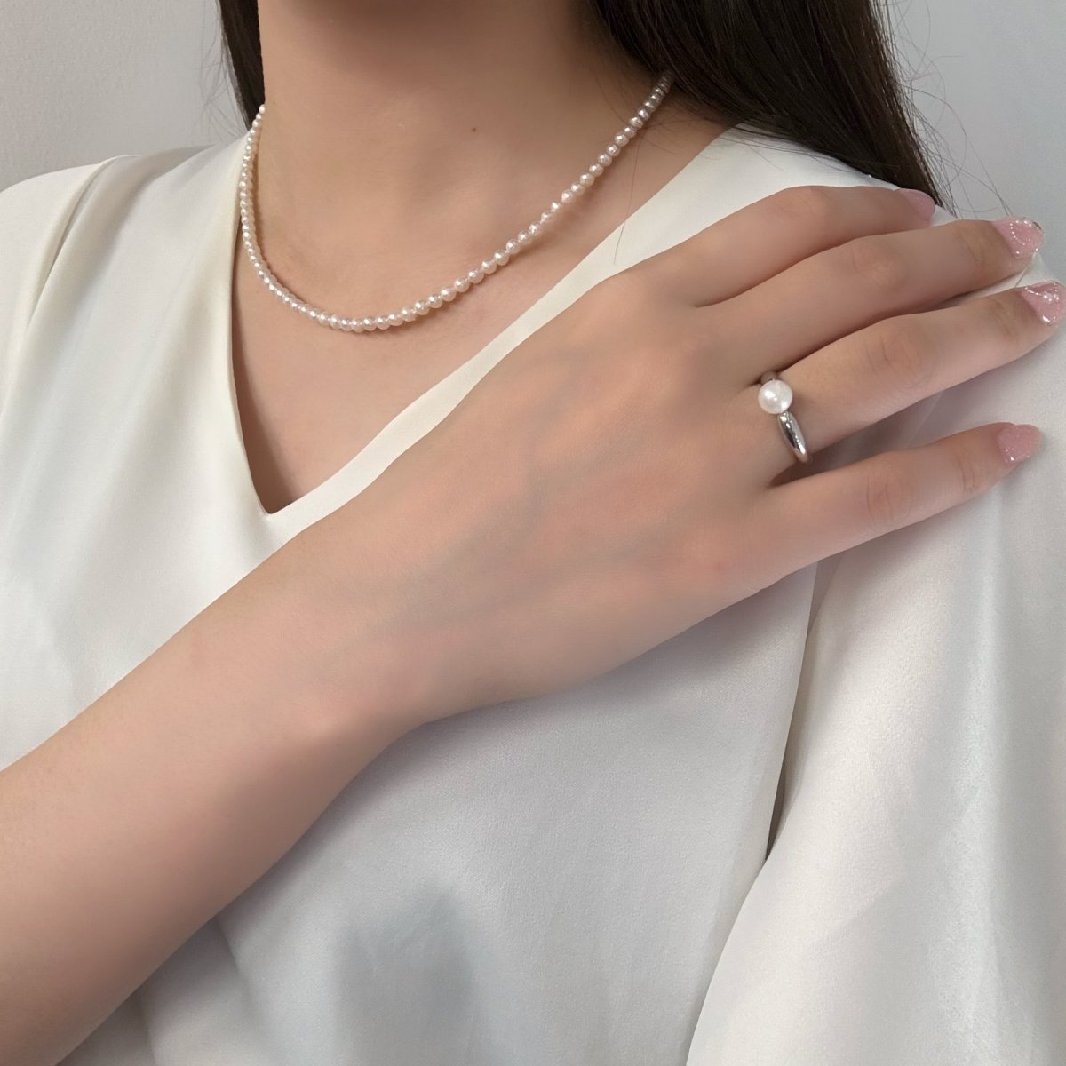 画像7: アコヤ真珠 パールリング 6-6.5mm ホワイト ラウンド SV製 9号 11号 12.5号 13号 15号 15.5号 (7)