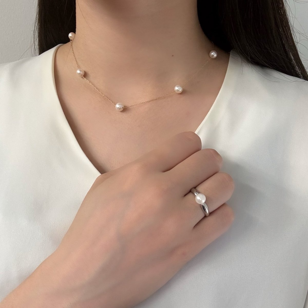 画像6: アコヤ真珠 パールリング 6-6.5mm ホワイト ラウンド SV製 9号 11号 12.5号 13号 15号 15.5号 (6)