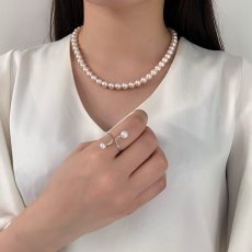 アコヤ真珠 フォークリング  6-6.5ｍｍ 5-5.5ｍｍ ホワイト系 ラウンド SV925製 8号