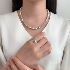 アコヤ真珠 パールリング 7.5-8ｍｍ バロック ナチュラルグレー 無調色 18号 SV製　