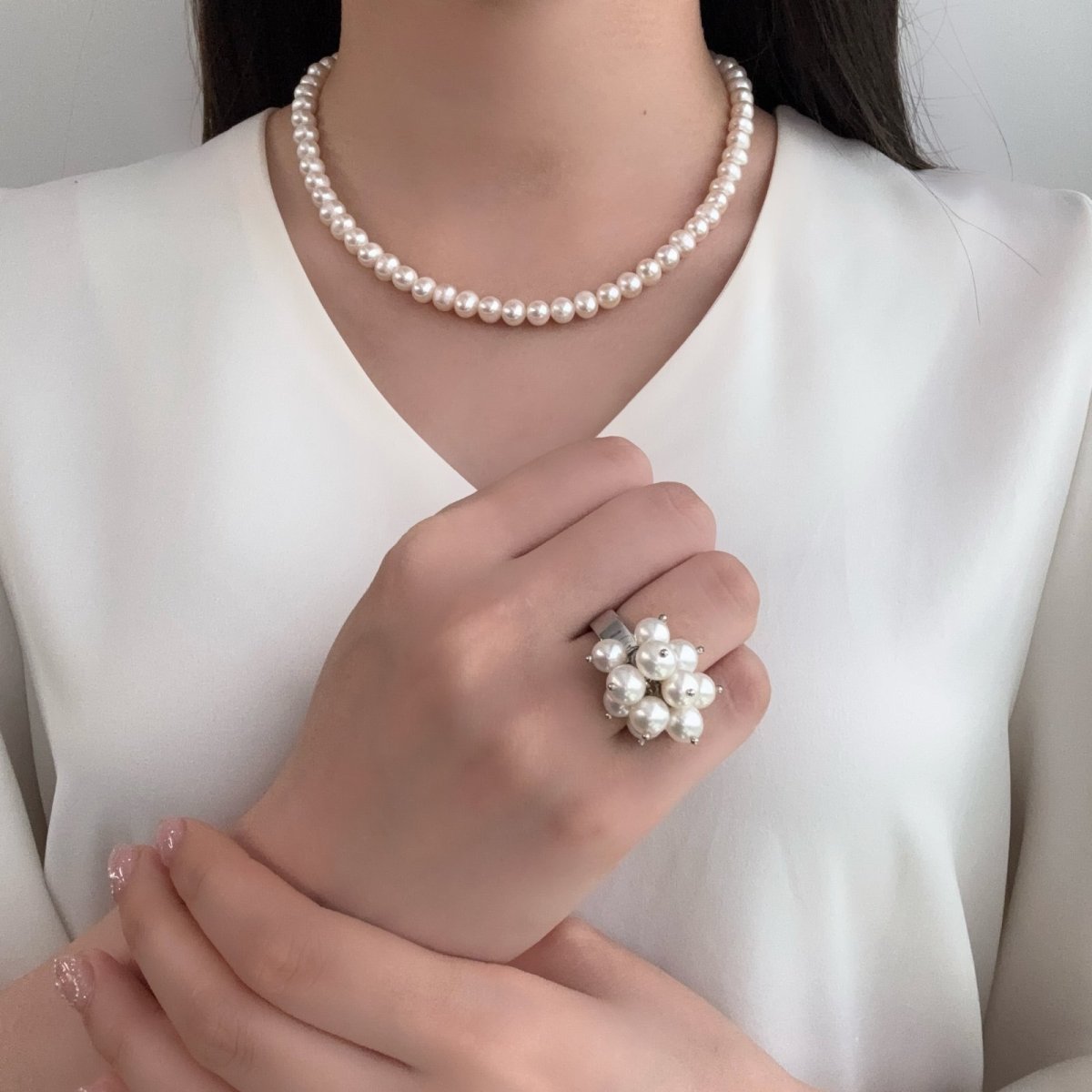 画像4: 淡水真珠 パールリング 5mm ホワイト ピンク ブラック オフラウンド SV925製  (4)