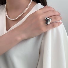 画像6: 淡水真珠 パールリング 4.5-5.5ｍｍ ホワイト ブラック オーバルシェイプ フリーサイズ  SV925製　 (6)