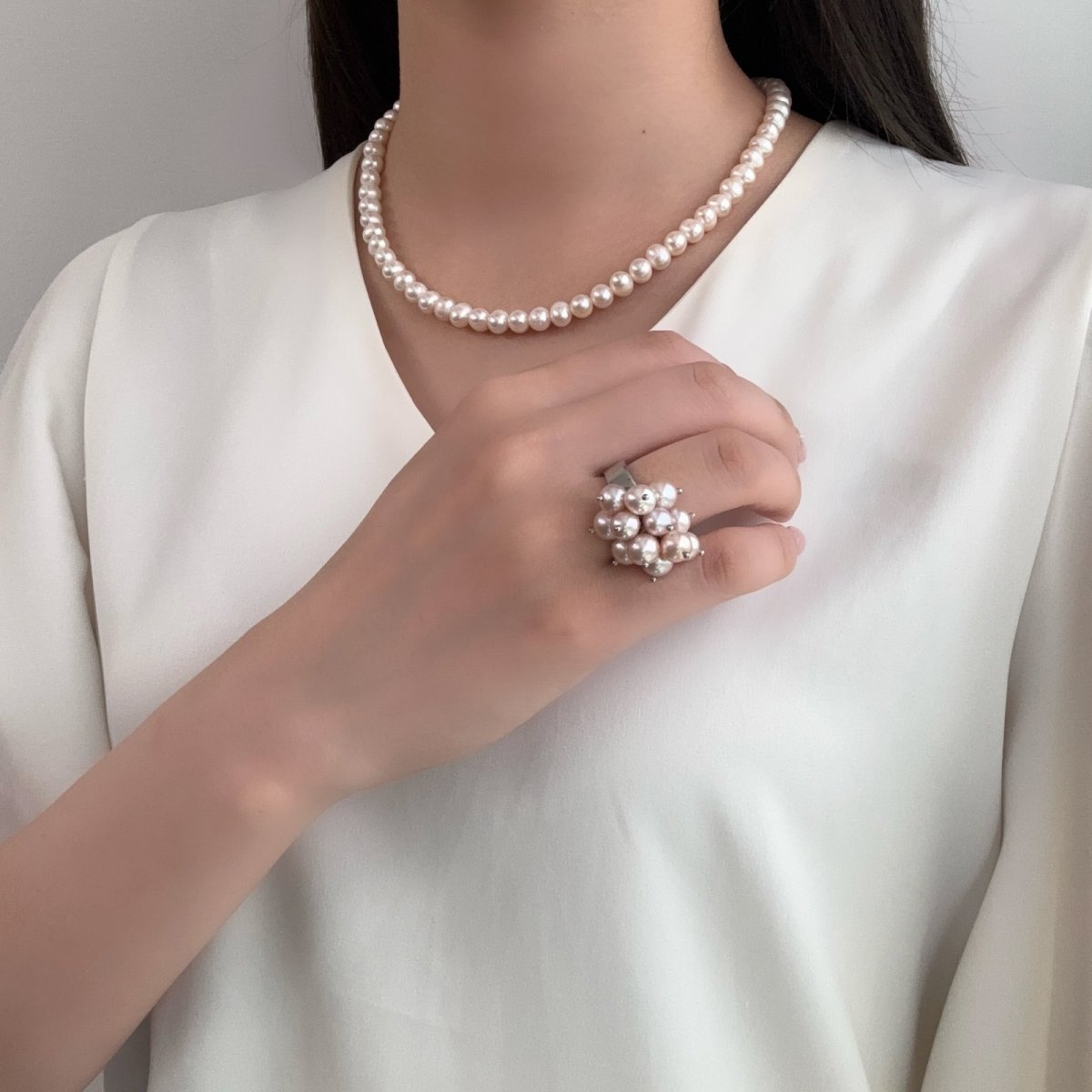 画像6: 淡水真珠 パールリング 5mm ホワイト ピンク ブラック オフラウンド SV925製  (6)