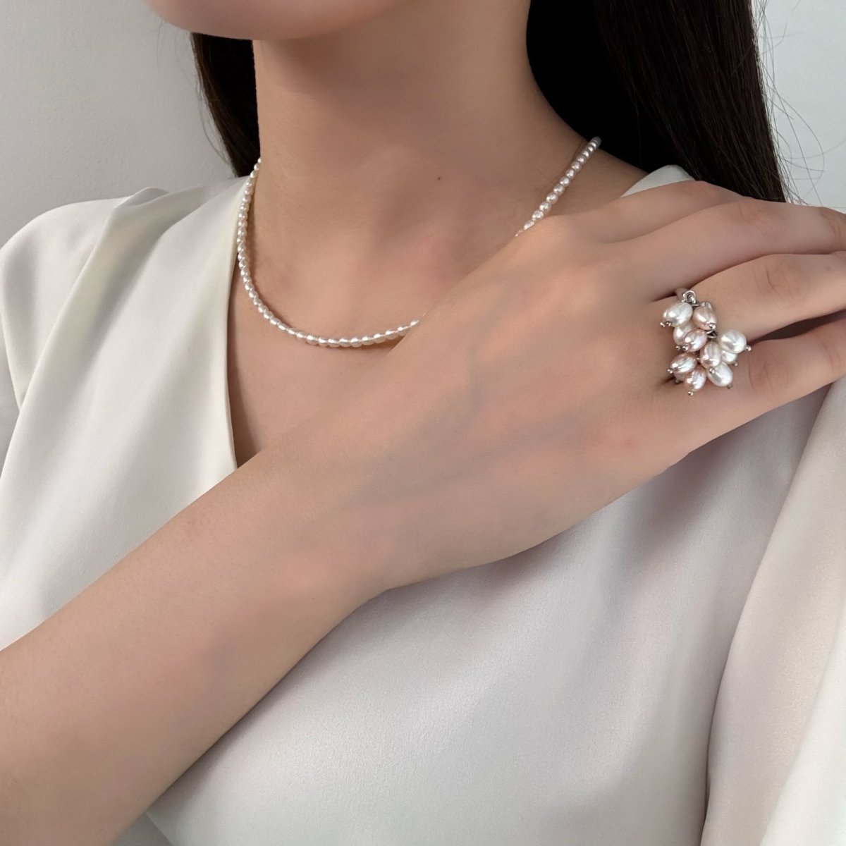 淡水真珠 パールリング  4.5-5.5ｍｍ シャンペンピンク ホワイト オーバルシェイプ フリーサイズ SV925製