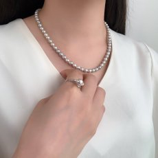 アコヤ真珠 パールリング 7.5-8ｍｍ バロック ナチュラルグレー 無調色 18号 SV製　