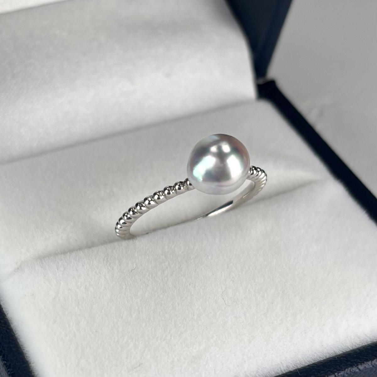 アコヤ真珠 パールリング 7ｍｍ ナチュラルグレー 無調色  バロック SV925製 11号