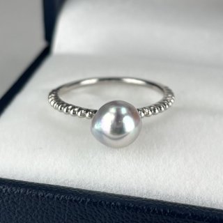 アコヤ真珠 バロックパールリング 7.5-8mm ナチュラルグレー 無調色 SV製
