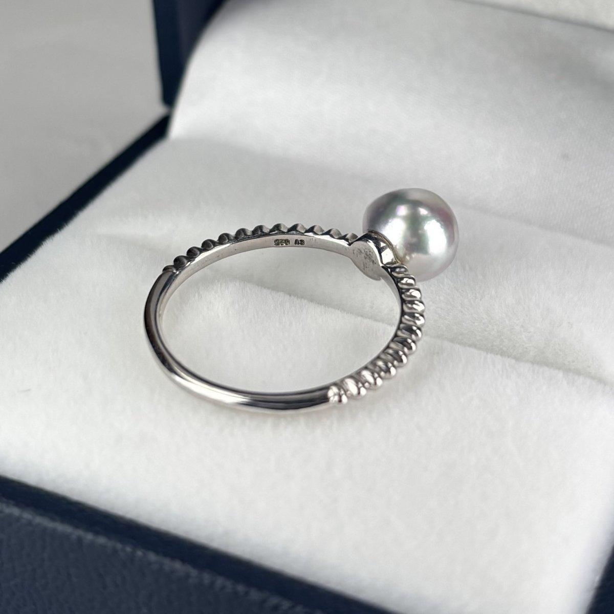 アコヤ真珠 パールリング 7ｍｍ ナチュラルグレー 無調色  バロック SV925製 11号