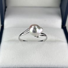 アコヤ真珠 パールリング 7.5-8ｍｍ バロック ナチュラルグレー 無調色 18号 SV製　