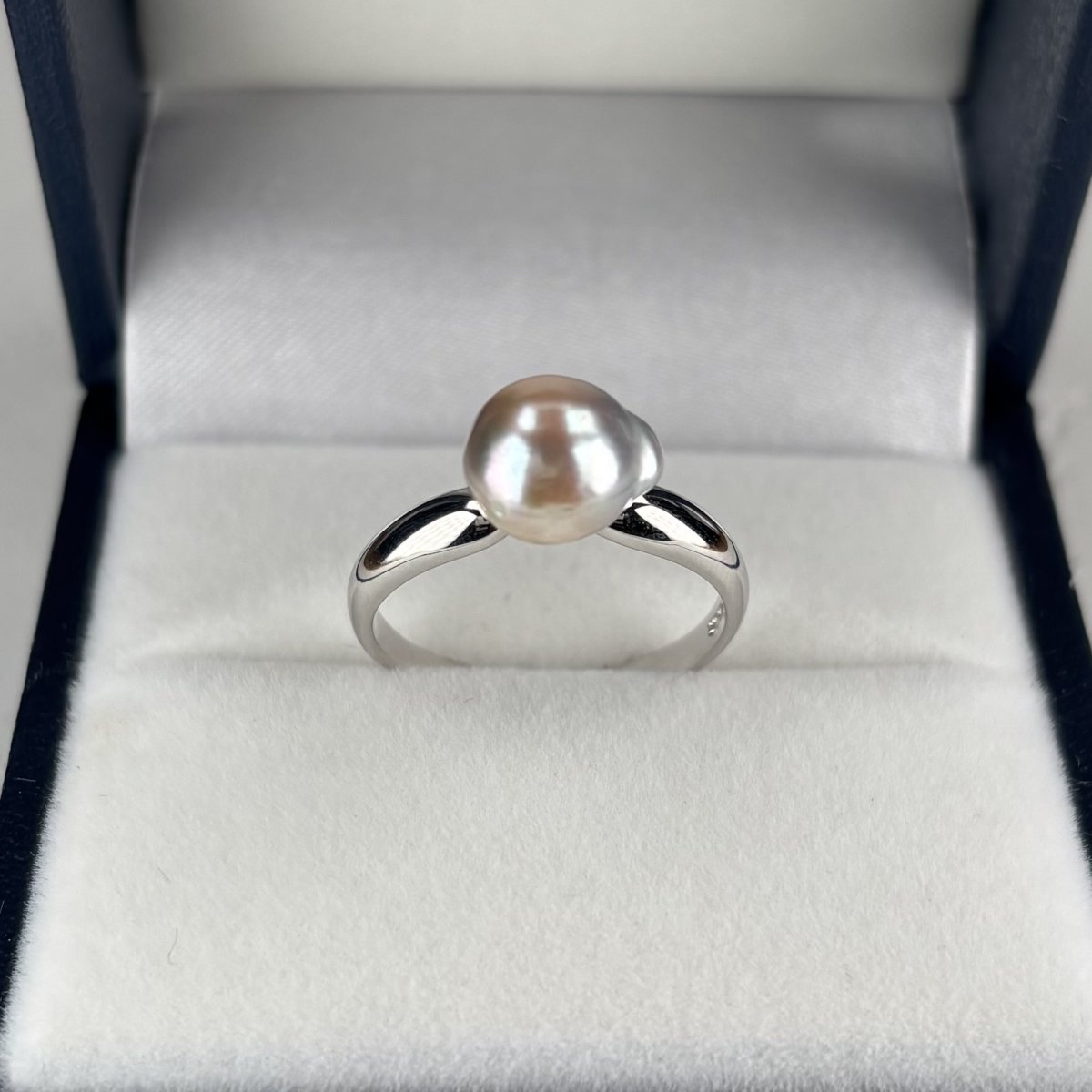 アコヤ真珠 パールリング 7.5-8ｍｍ  バロック ナチュラルグレー 無調色 13号 SV製　