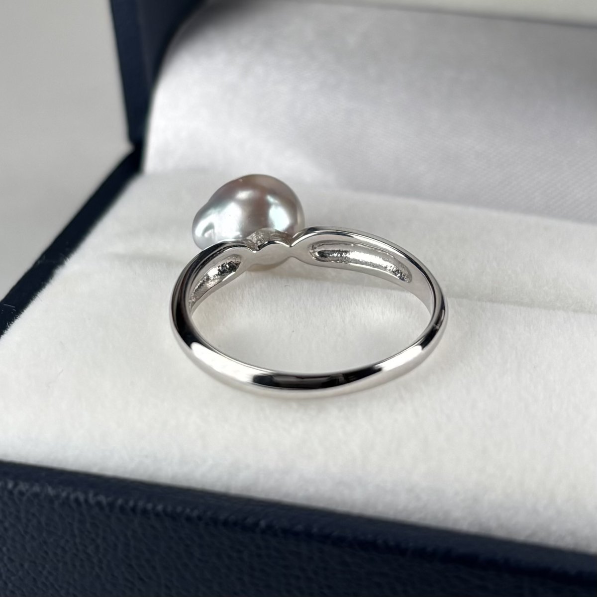アコヤ真珠 パールリング 7.5-8ｍｍ  バロック ナチュラルグレー 無調色 13号 SV製　