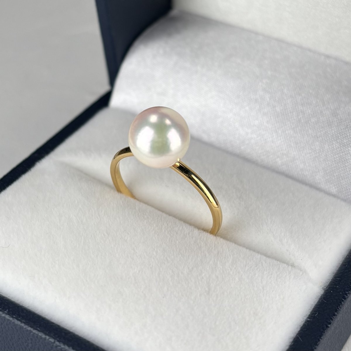 画像2: アコヤ真珠 パールリング 8-8.5mm ホワイト ラウンド K18YG 12号 GIA宝石鑑定士保証書付き　 (2)