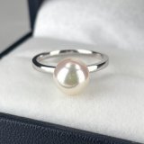 アコヤ真珠 パールリング 8.5-9mm Pt900 プラチナ ダイヤ 0.06ct 10号