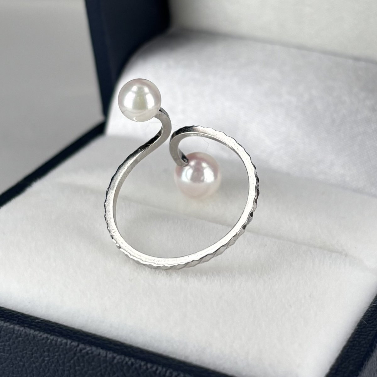 アコヤ真珠 フォークリング  6-6.5mm 5-5.5mm ホワイト系 ラウンド SV925製 8号