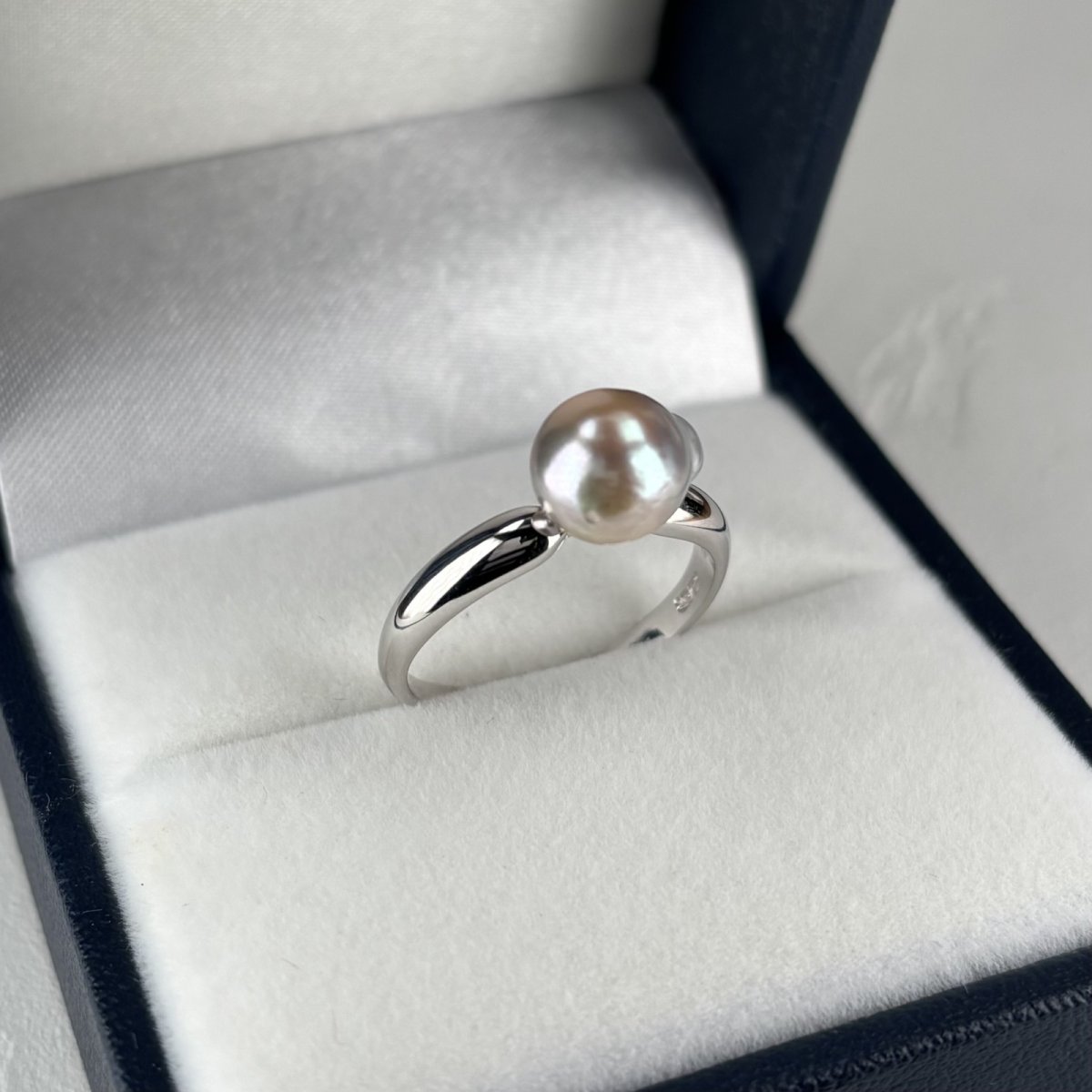 アコヤ真珠 パールリング 7.5-8ｍｍ  バロック ナチュラルグレー 無調色 13号 SV製　