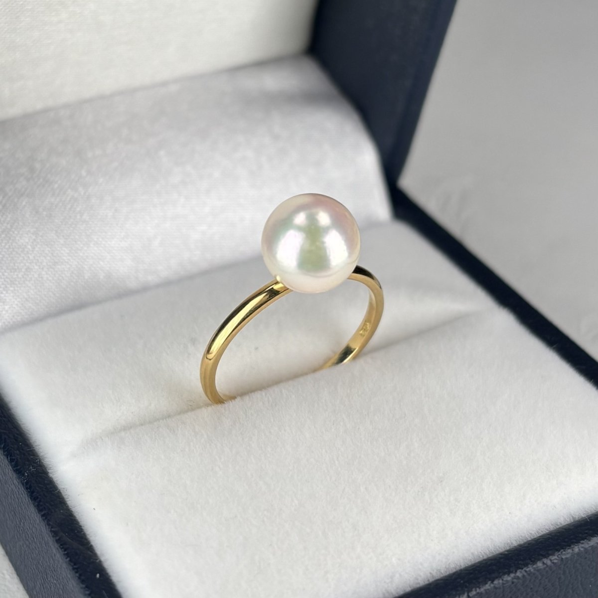画像4: アコヤ真珠 パールリング 8-8.5mm ホワイト ラウンド K18YG 12号 GIA宝石鑑定士保証書付き　 (4)