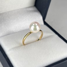 画像4: アコヤ真珠 パールリング 8-8.5mm ホワイト ラウンド K18YG 12号 GIA宝石鑑定士保証書付き　 (4)