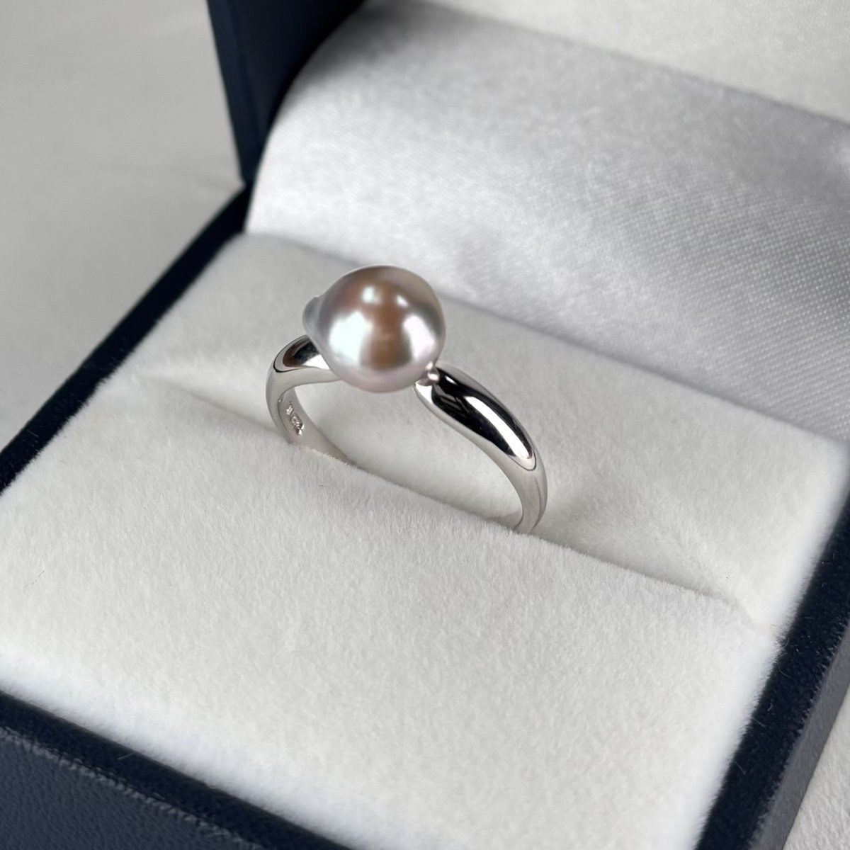 アコヤ真珠 パールリング 7.5-8ｍｍ  バロック ナチュラルグレー 無調色 13号 SV製　
