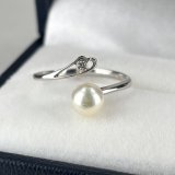 アコヤ真珠 パールリング 8.5-9mm Pt900 プラチナ ダイヤ 0.06ct