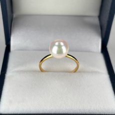 画像3: アコヤ真珠 パールリング 8-8.5mm ホワイト ラウンド K18YG 12号 GIA宝石鑑定士保証書付き　 (3)