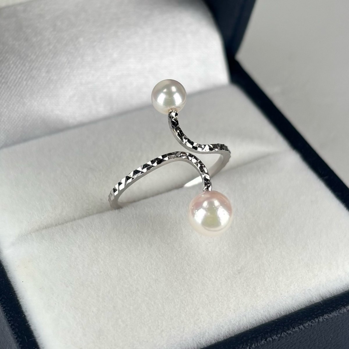 アコヤ真珠 フォークリング  6-6.5mm 5-5.5mm ホワイト系 ラウンド SV925製 8号