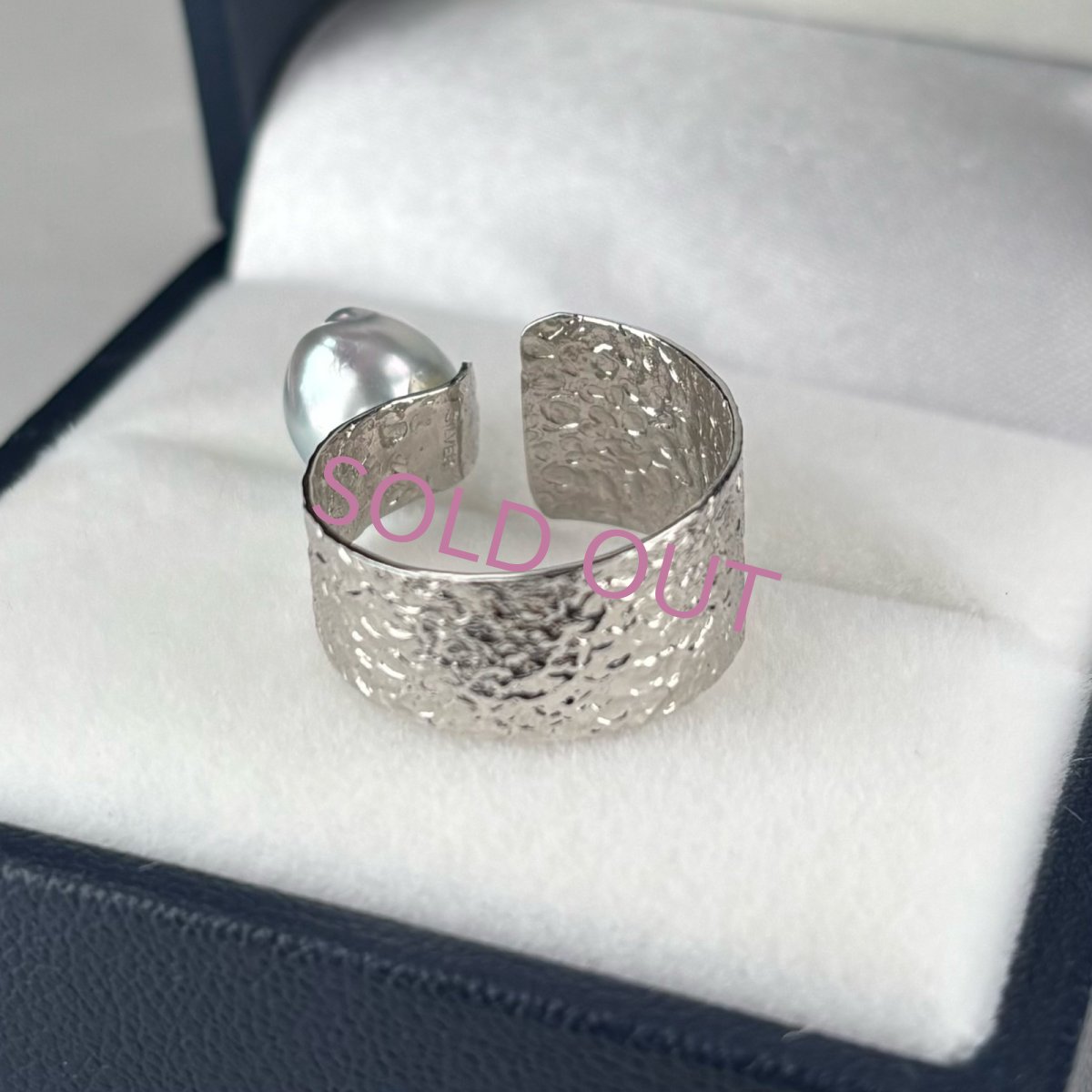 アコヤ真珠 フォークリング 7.5-8ｍｍ ナチュラルグレー 無調色  バロック SV製 11-12号(調整可能)