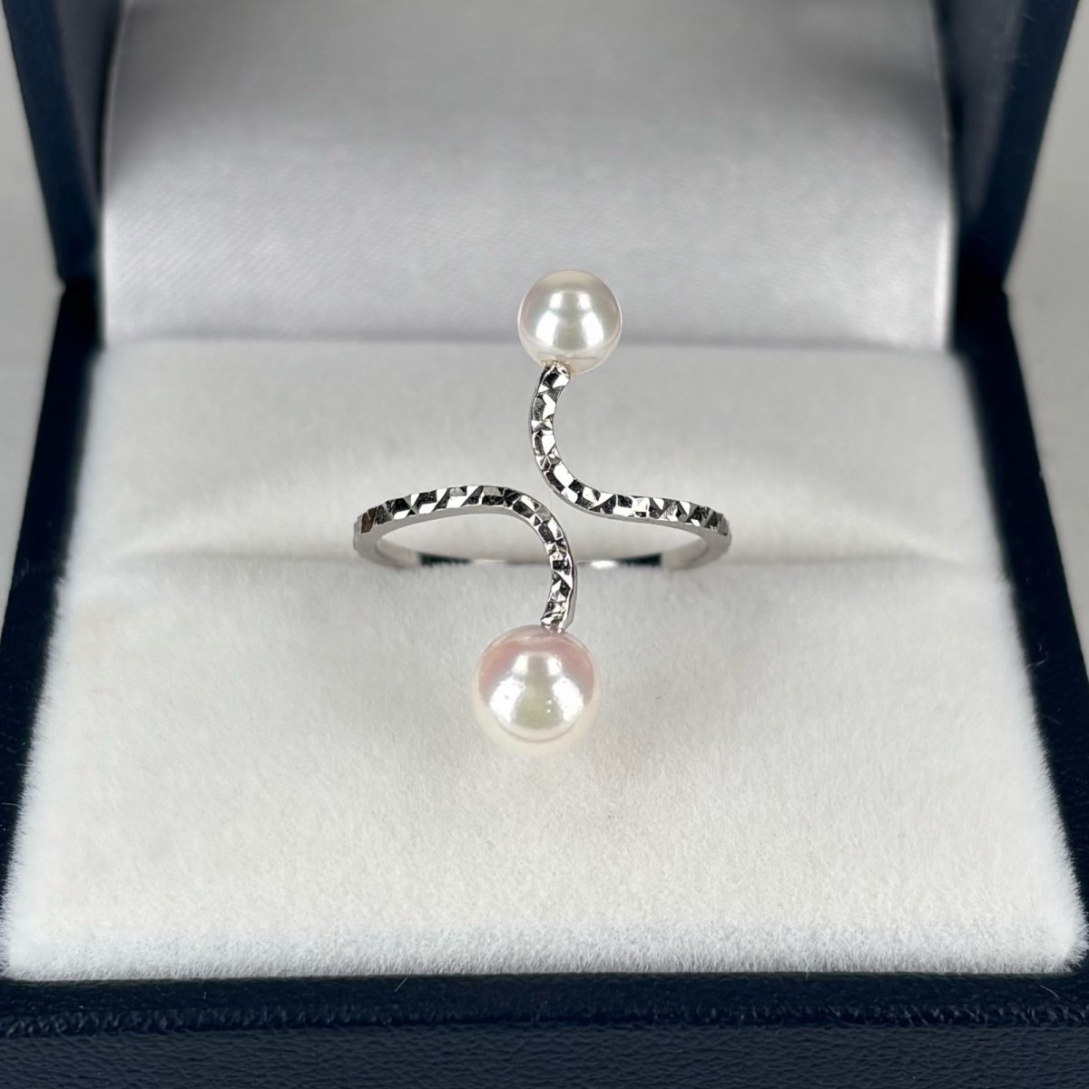 アコヤ真珠 フォークリング  6-6.5mm 5-5.5mm ホワイト系 ラウンド SV925製 8号