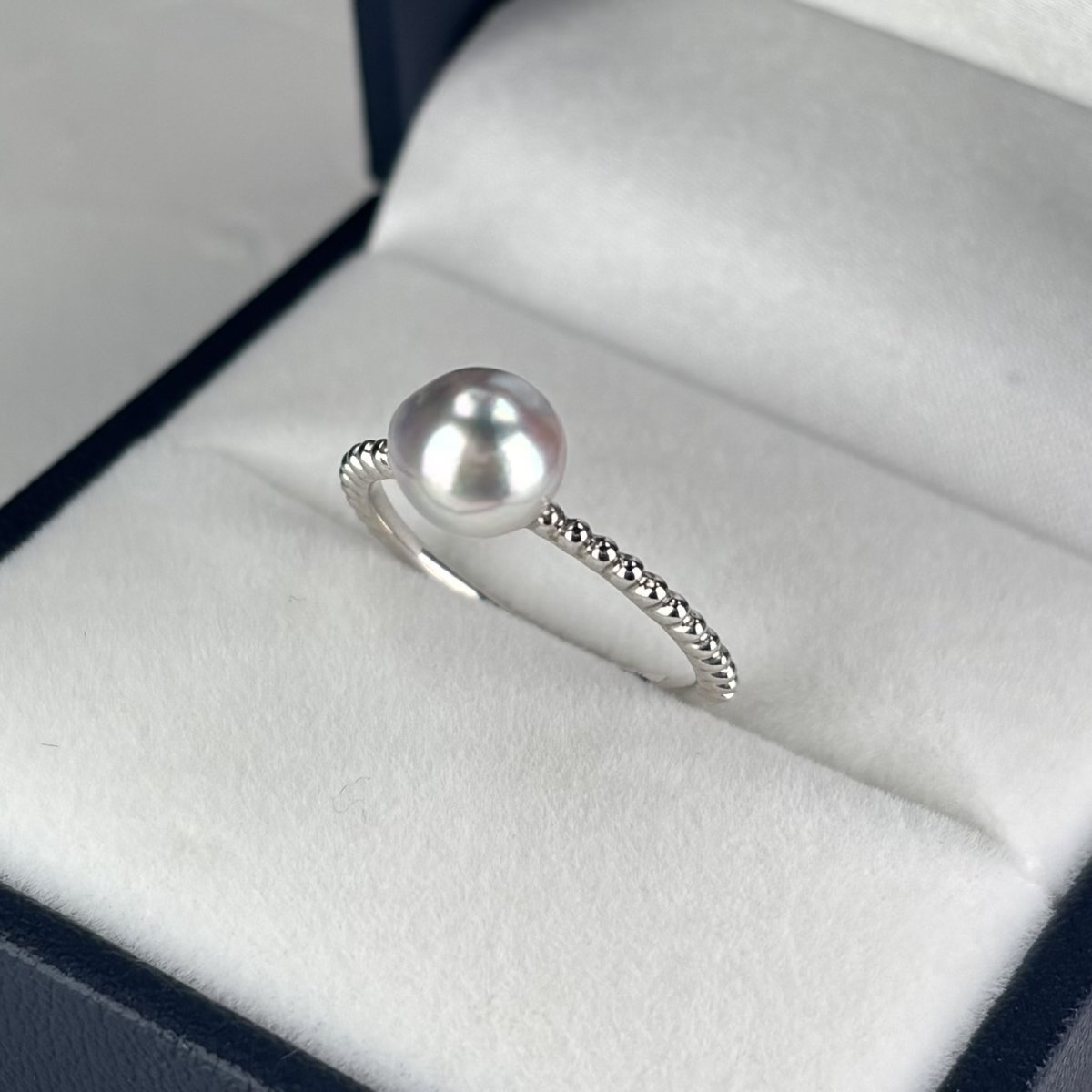 アコヤ真珠 パールリング 7ｍｍ ナチュラルグレー 無調色  バロック SV925製 11号