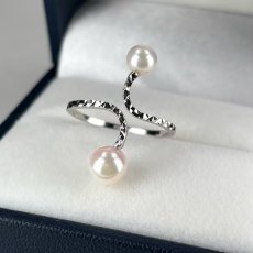 アコヤ真珠 フォークリング  6-6.5ｍｍ 5-5.5ｍｍ ホワイト系 ラウンド SV925製 8号