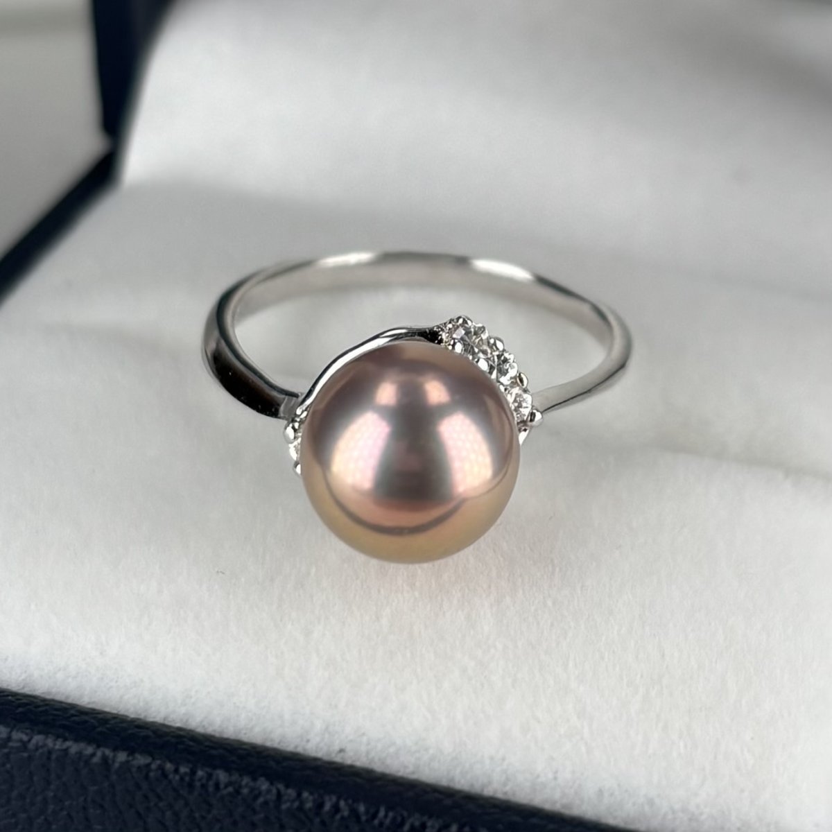 淡水真珠 パールリング 9.5-10mm ピンクパープル オフラウンド SV925製 キュービックジルコニア 14-15号 1点物