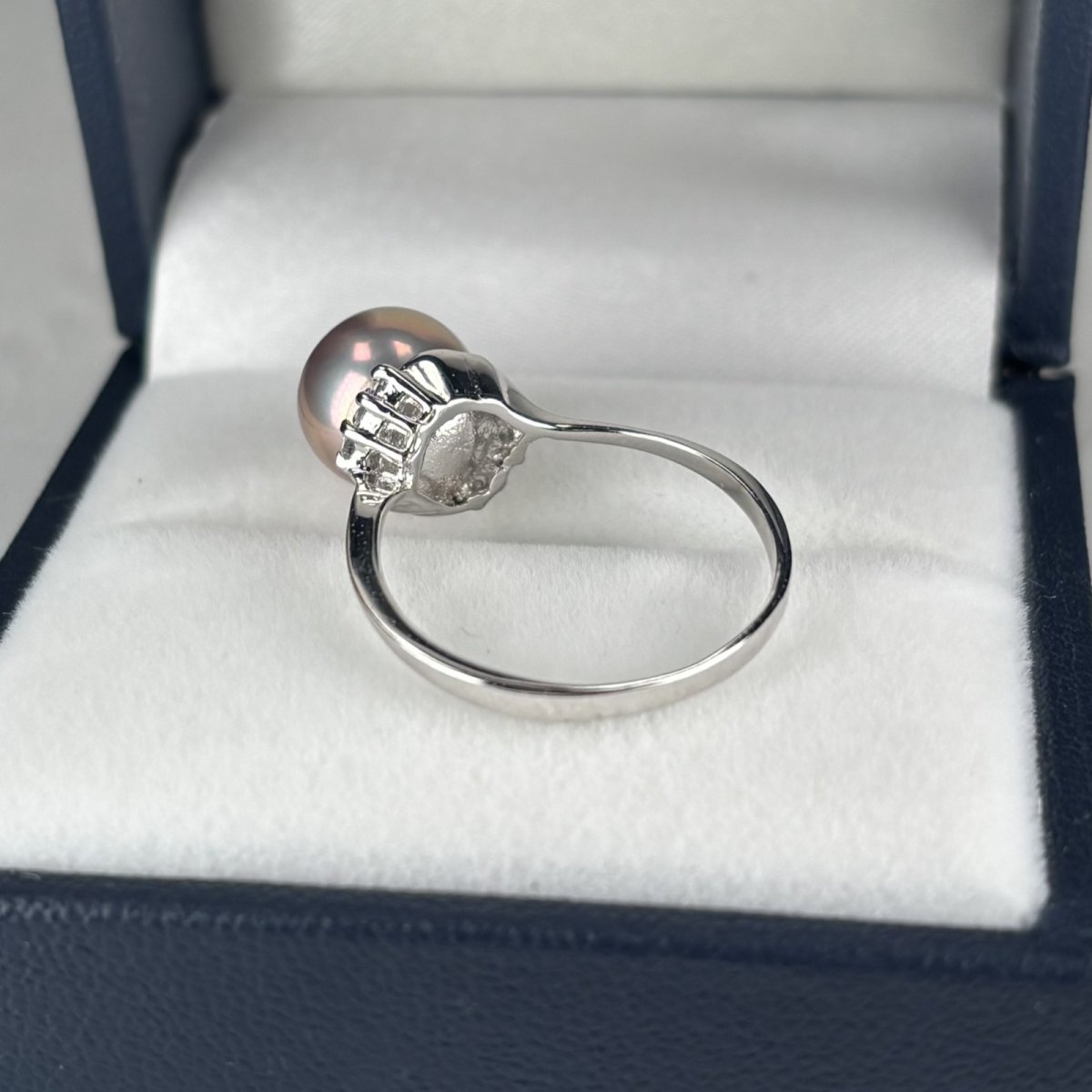 淡水真珠 パールリング 9.5-10mm ピンクパープル オフラウンド SV925製 キュービックジルコニア 14-15号 1点物