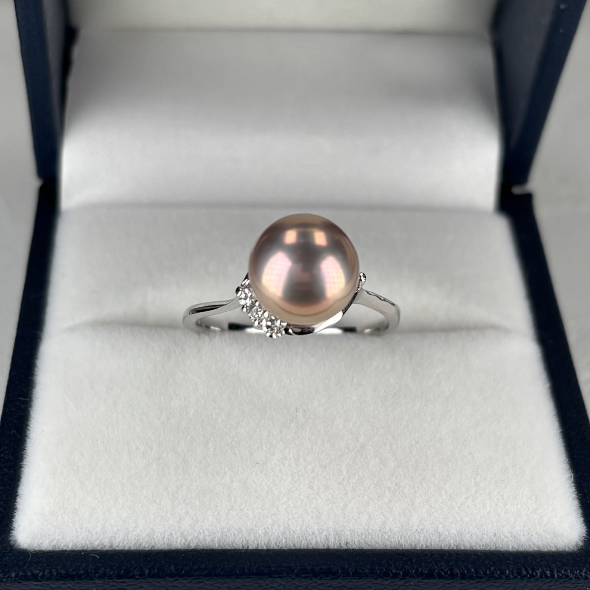 淡水真珠 パールリング 9.5-10mm ピンクパープル オフラウンド SV925製 キュービックジルコニア 14-15号 1点物