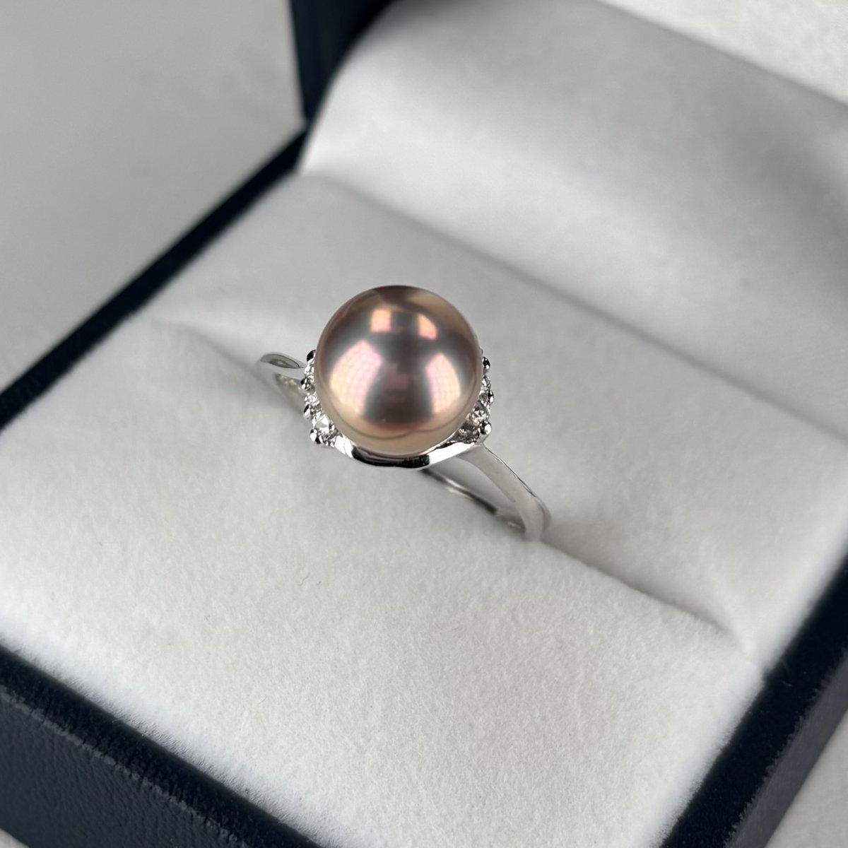 淡水真珠 パールリング 9.5-10mm ピンクパープル オフラウンド SV925製 キュービックジルコニア 14-15号 1点物