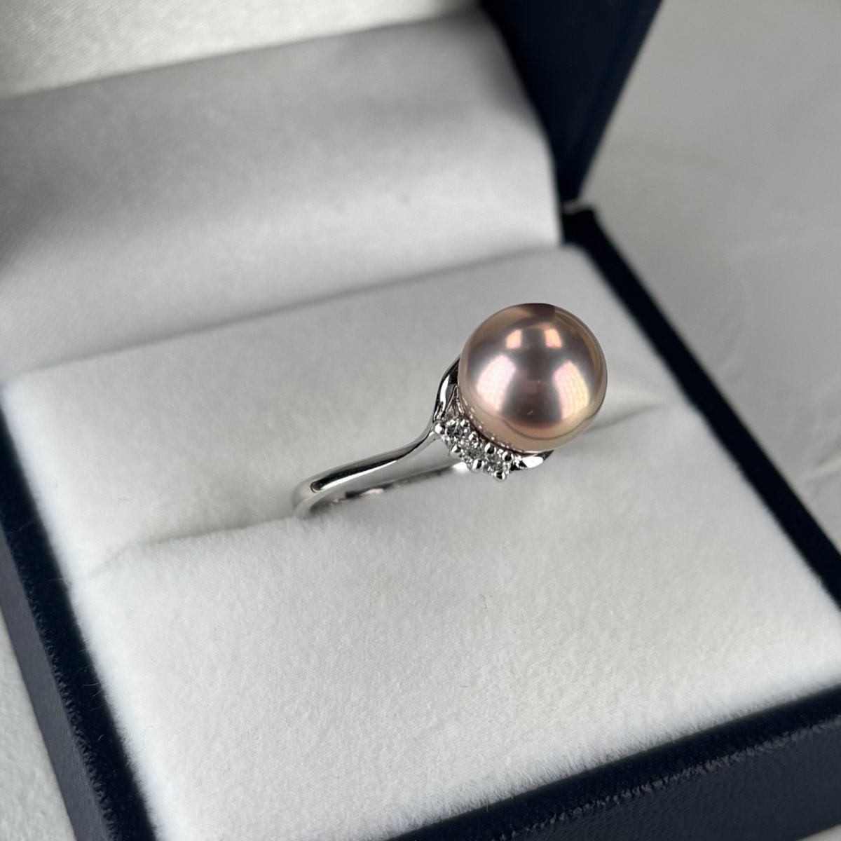淡水真珠 パールリング 9.5-10mm ピンクパープル オフラウンド SV925製 キュービックジルコニア 14-15号 1点物