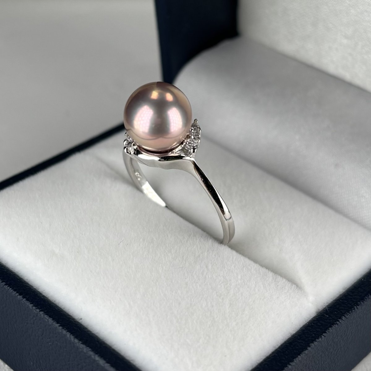 淡水真珠 パールリング 9.5-10mm ピンクパープル オフラウンド SV925製 キュービックジルコニア 14-15号 1点物