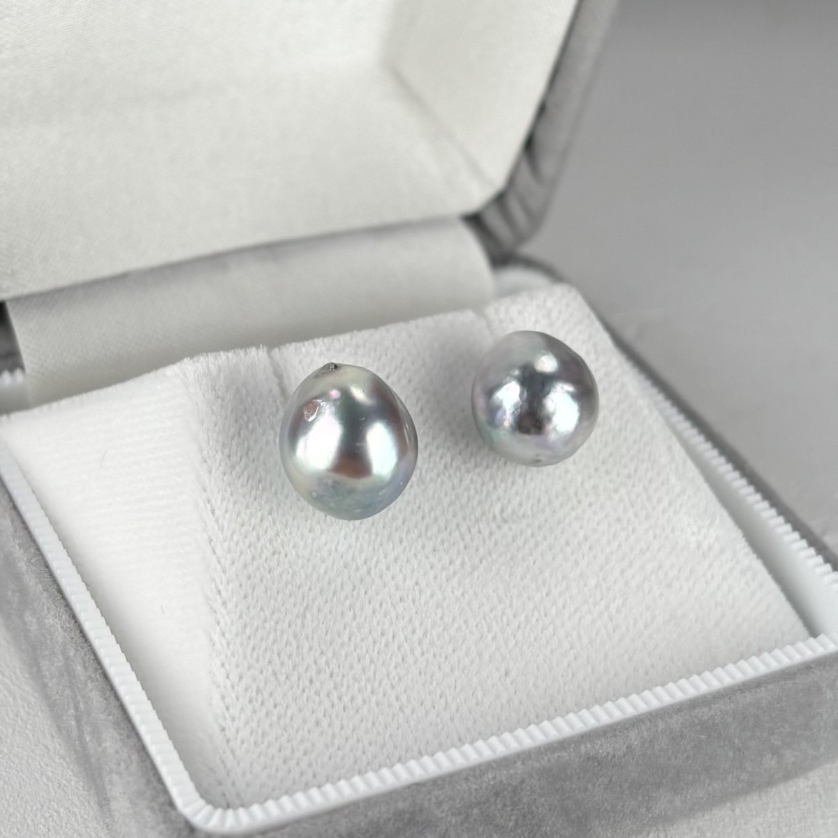 アコヤ真珠 バロックパールピアス イヤリング 9-10mm ナチュラルグレー 無調色 K14WG SV925製