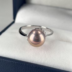 画像1: 淡水真珠 パールリング 9.5-10mm ピンクパープル オフラウンド SV925製 キュービックジルコニア 14-15号 1点物 (1)