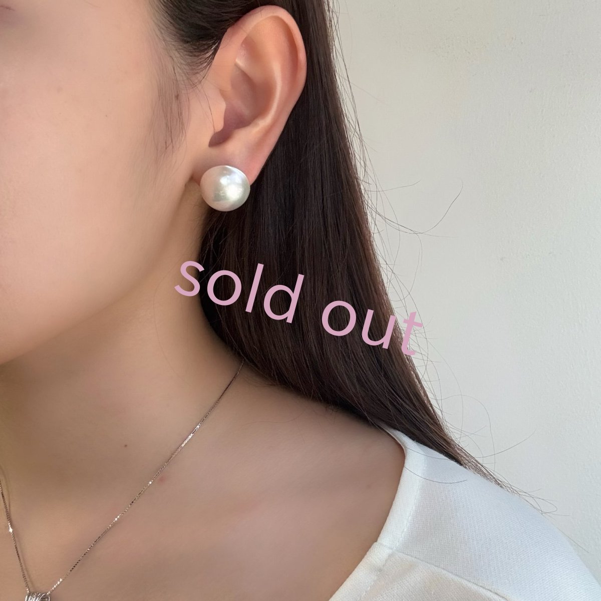 ≪訳あり特価≫≪1点もの≫マベ真珠 パールイヤリング ホワイト 17ｍｍ 半円 シルバー製 直結