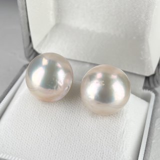 K18 マベパール ピアス　15mm パールピアス　真珠　パールピアス K18手巻きマベパールピアス