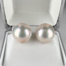 ≪訳あり特価≫≪1点もの≫マベ真珠 パールイヤリング ホワイト 17ｍｍ 半円 シルバー製 直結