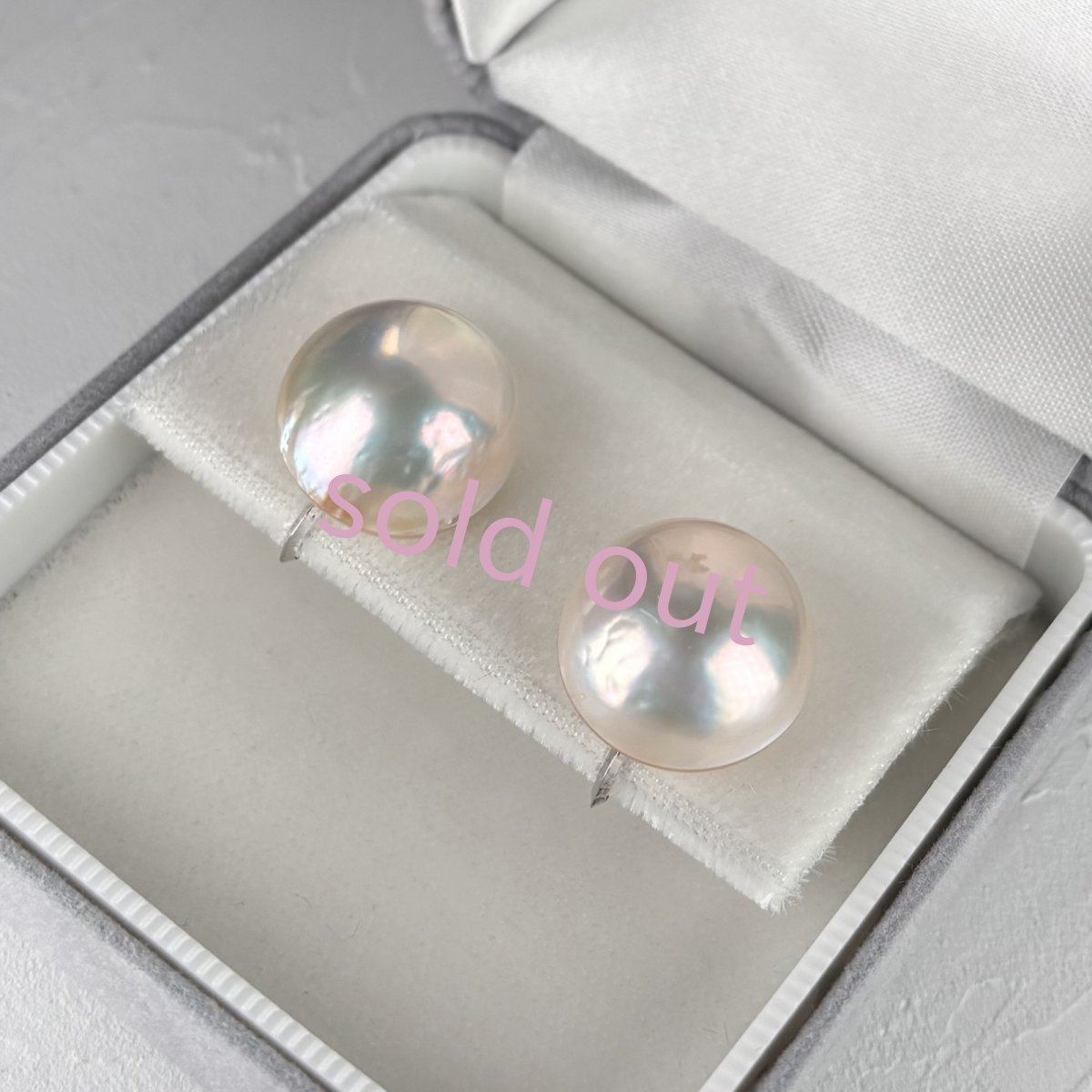 ≪訳あり特価≫≪1点もの≫マベ真珠 パールイヤリング ホワイト 17ｍｍ 半円 シルバー製 直結