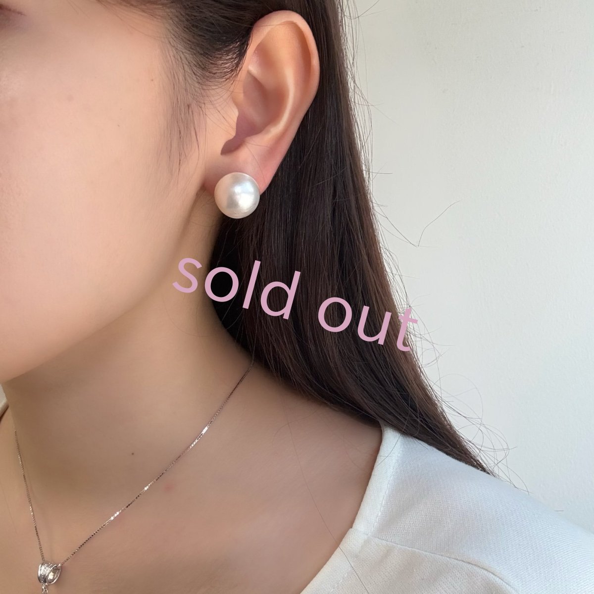 画像6: ≪訳あり特価≫≪1点もの≫マベ真珠 パールイヤリング ホワイト 15-16ｍｍ 半円 シルバー製 直結 (6)